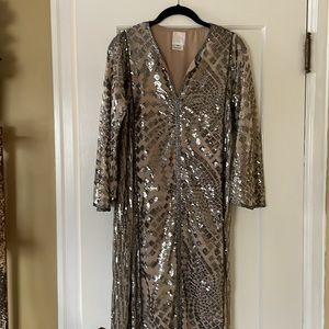 ✨ Anna Sui × Free People Silver Sequin Maxi Dress ✨